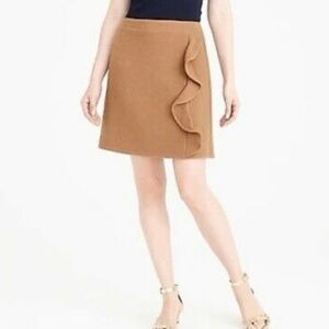 J. Crew Tan A-Line Skirt with Ruffle